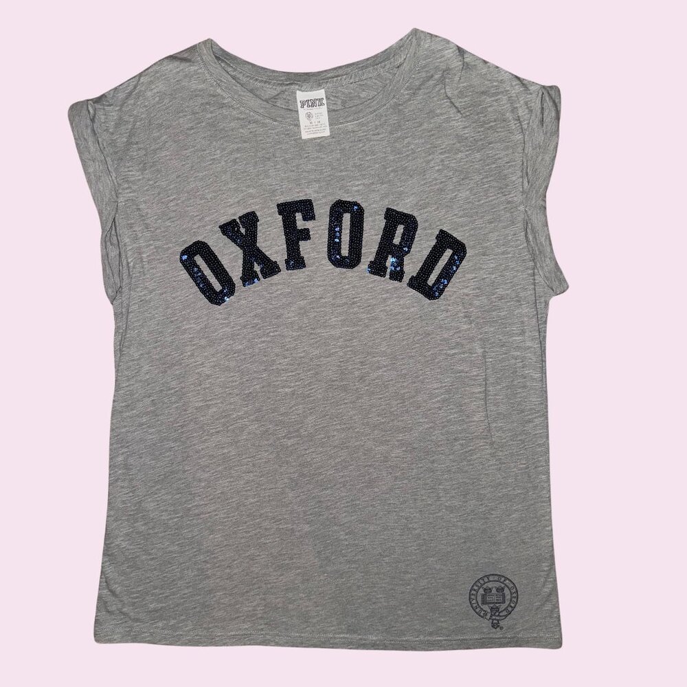 Victoria's Secret PINK Oxford University T-shirt with Blue Sequins